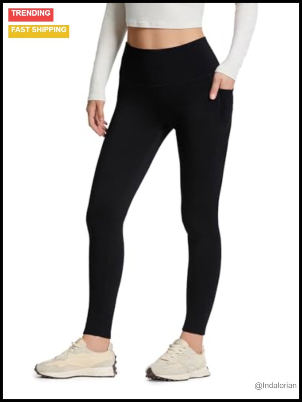 Fleece Lined High Rise Leggings with Pockets, 24/27/30, Women's Activewear